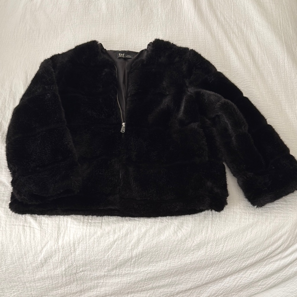 Zara Luxe Black Faux Fur Jacket